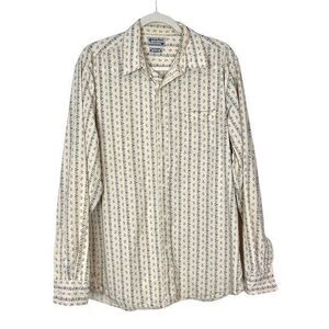 Lucky Brand Men’s Vintage Floral Cream button Up Shirt Long Sleeve Large Retro